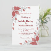 Red and Gray Fall Wedding Invitation Einladung (Stehend Vorderseite)