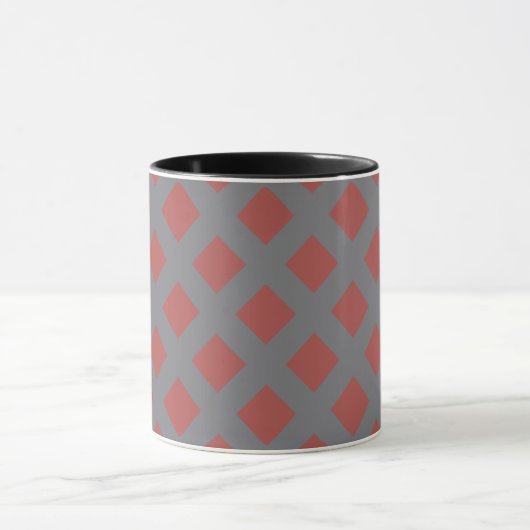 Red and Gray Gingham Pattern Tasse (Zentrum)