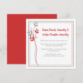 Red and Gray Modern Botanical Reception Only | Einladung (Vorne/Hinten)