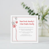 Red and Gray Modern Botanical Reception Only | Einladung (Stehend Vorderseite)