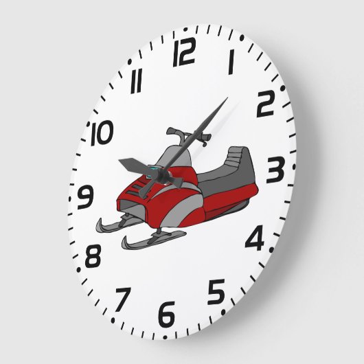 Red and Gray Snowmobile Große Wanduhr (Winkel)