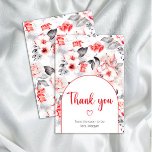 Red and Gray Watercolor Blume Vielen Dank Karte