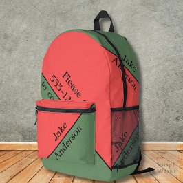 Red and Green 45 Degrees Minimalist Bedruckter Rucksack