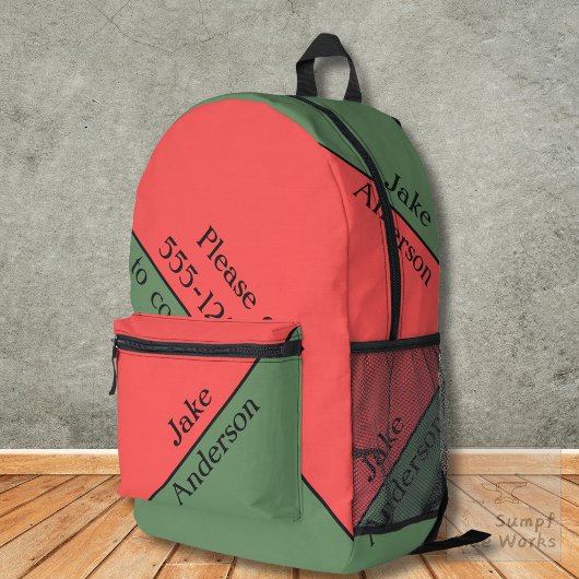 Red and Green 45 Degrees Minimalist Bedruckter Rucksack