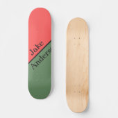 Red and Green 45 Degrees Minimalist Skateboard (Vorderseite)
