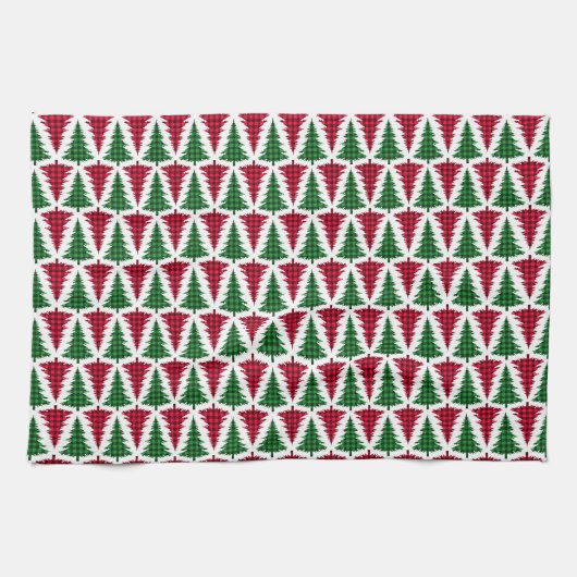 Red and Green Buffallo Plaid Christmas Tree Geschirrtuch (Horizontal)
