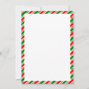 Red and Green Candy Cane Border Christmas Blank Einladung