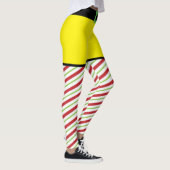 Red and Green Candy Cane Elf Weihnachten Leggings (Rechts)
