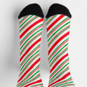 Red and Green Candy Cane Muster Classic Weihnachte Socken (Oben)
