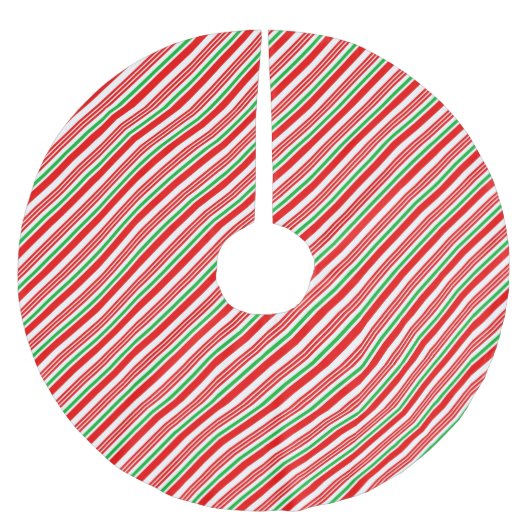 Red and Green Candy Cane Strip Christmas Polyester Weihnachtsbaumdecke (Vorderseite)
