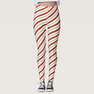 Red and Green Candy Cane Weihnachten Leggings