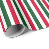 Red and Green Candy Cane Weihnachtsstreifen Geschenkpapier (Rolleneckpunkt)