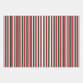 Red and Green Candy Cane Weihnachtsstreifen Geschenkpapier Set (Vorderseite 3)