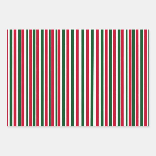 Red and Green Candy Cane Weihnachtsstreifen Geschenkpapier Set (Vorderseite 3)