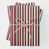Red and Green Candy Cane Weihnachtsstreifen Geschenkpapier Set (Beispiel)