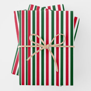 Red and Green Candy Cane Weihnachtsstreifen Geschenkpapier Set