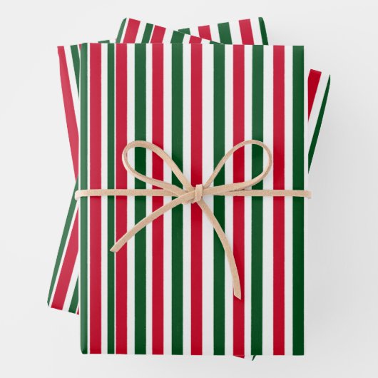 Red and Green Candy Cane Weihnachtsstreifen Geschenkpapier Set (Beispiel)