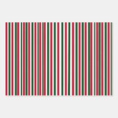 Red and Green Candy Cane Weihnachtsstreifen Geschenkpapier Set (Vorderseite)