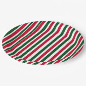 Red and Green Candy Cane Weihnachtsstreifen Pappteller (Schrägansicht)