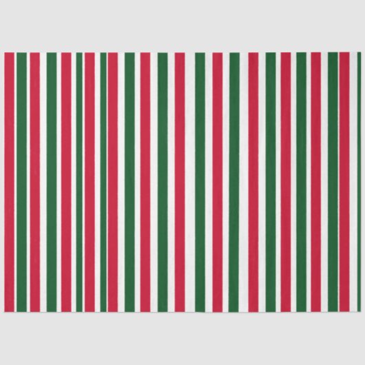 Red and Green Candy Cane Weihnachtsstreifen Seidenpapier (Vorderseite)