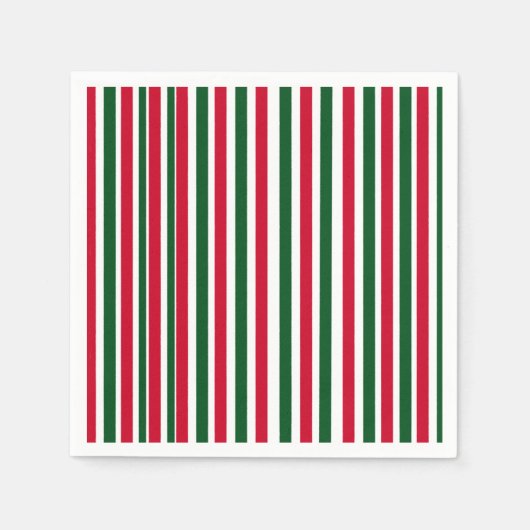Red and Green Candy Cane Weihnachtsstreifen Serviette (Vorderseite)