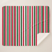 Red and Green Candy Cane Weihnachtsstreifen Sherpadecke (Vorderseite (Horizontal))