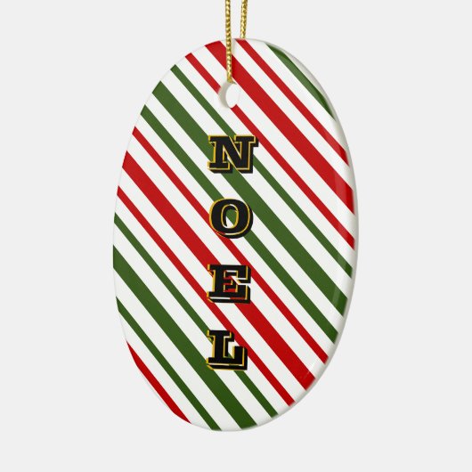 Red and Green Candy Stripes Weihnachten Weihnachte Keramik Ornament (Links)