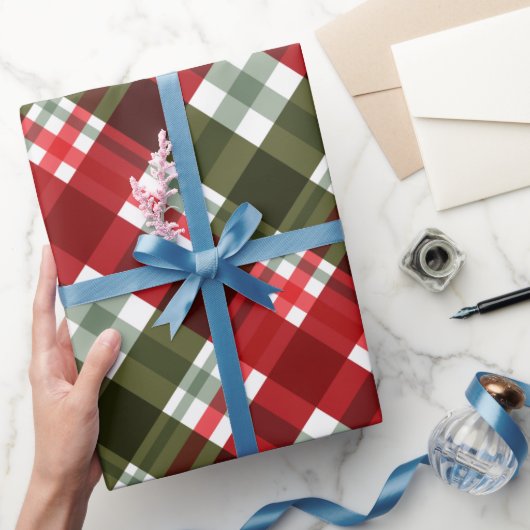 Red and Green checks Christmas pattern  Geschenkpapier (Schenken)
