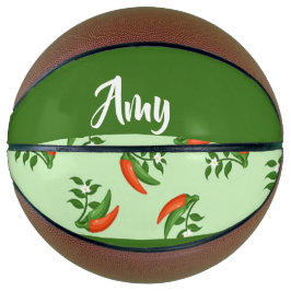 Red and green chili peppers pattern basketball