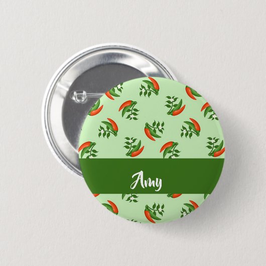 Red and Green Chili peppers pattern Button (Vorne & Hinten)