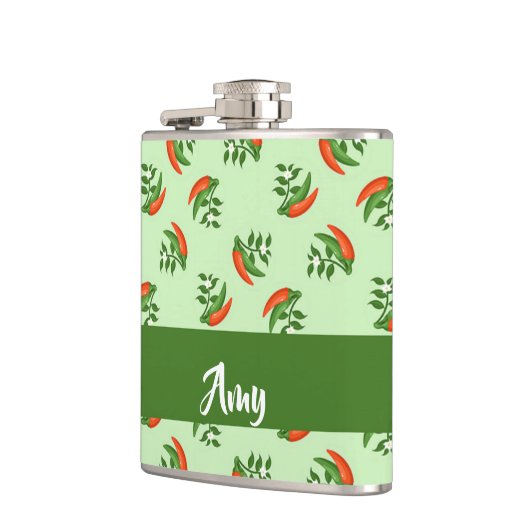 Red and green chili peppers pattern flachmann (Links)