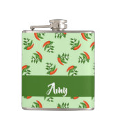 Red and green chili peppers pattern flachmann (Vorderseite)