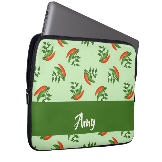 Red and Green Chili peppers pattern Laptopschutzhülle (Vorne Rechts)