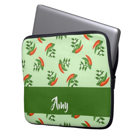 Red and Green Chili peppers pattern Laptopschutzhülle (Vorderseite Links)