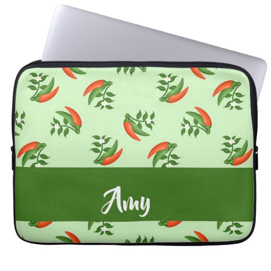 Red and Green Chili peppers pattern Laptopschutzhülle (Vorderseite)