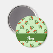 Red and Green Chili peppers pattern Magnet (Vorderseite/Rückseite)