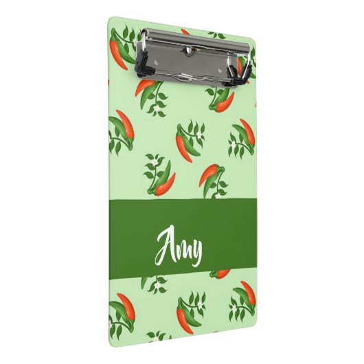 Red and Green Chili peppers pattern Mini Klemmbrett (Schrägansicht)