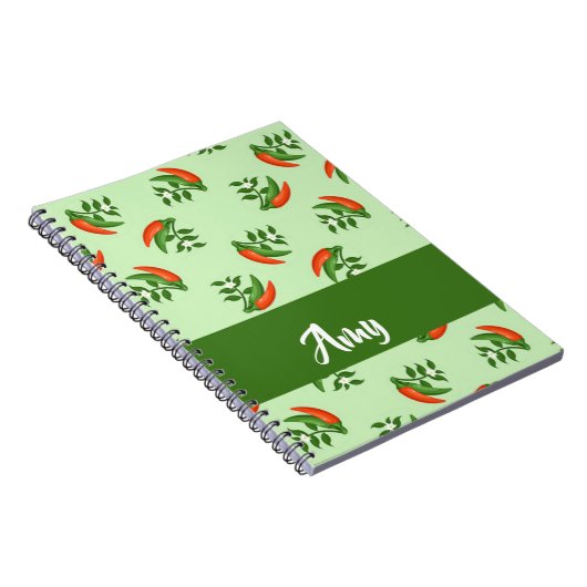 Red and Green Chili peppers pattern Notizblock (Rechte Seite)