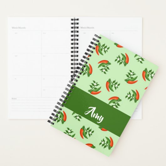 Red and green chili peppers pattern planer (Anzeige)