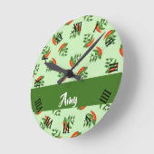 Red and green chili peppers pattern runde wanduhr (Winkel)