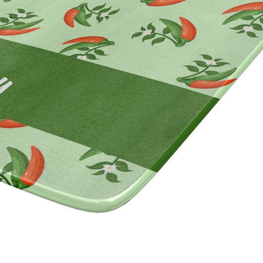 Red and Green Chili peppers pattern Schneidebrett (Ecke)