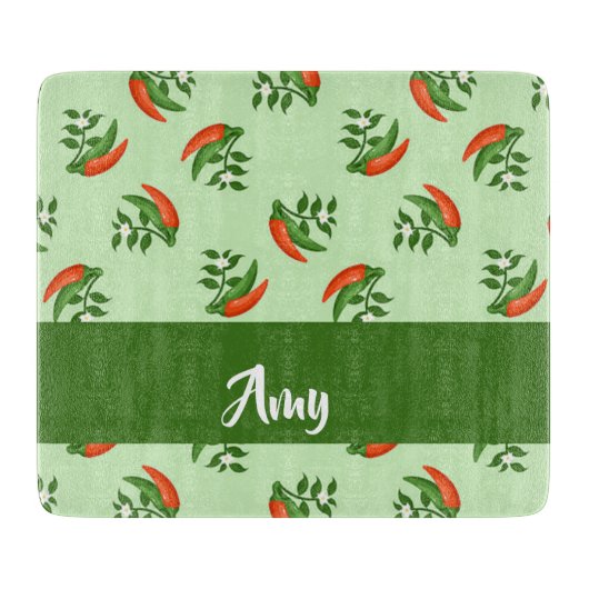 Red and Green Chili peppers pattern Schneidebrett (Vorderseite)