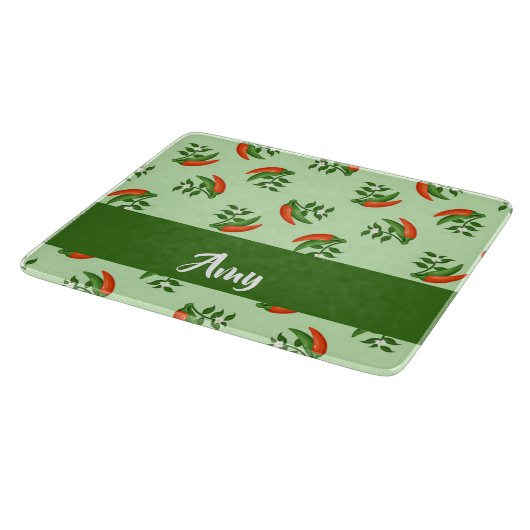 Red and Green Chili peppers pattern Schneidebrett (Ecke)