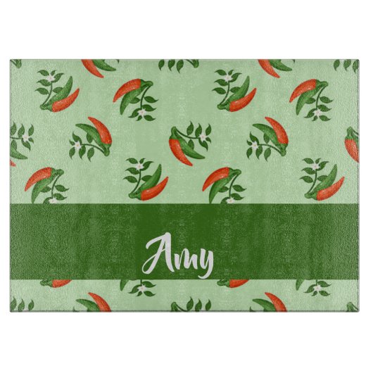 Red and Green Chili peppers pattern Schneidebrett (Vorderseite)