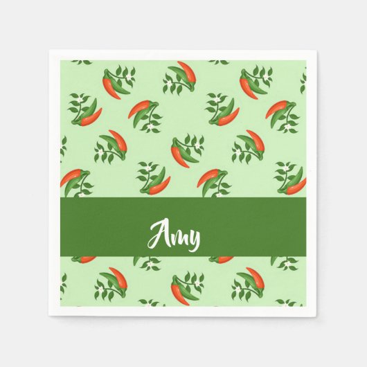 Red and green chili peppers pattern serviette (Vorderseite)