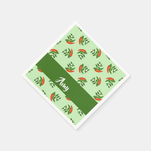 Red and green chili peppers pattern serviette (Ecke)