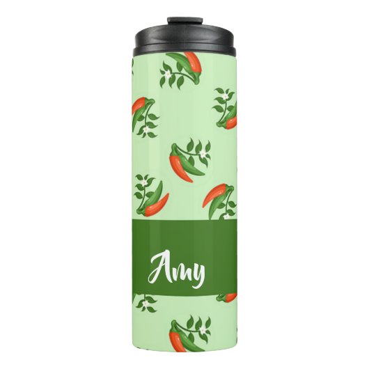 Red and green chili peppers pattern thermosbecher (Vorderseite)