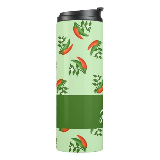 Red and green chili peppers pattern thermosbecher (Nach links gedreht)