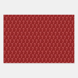 Red and Green Christmas Candy Cane Pattern Geschenkpapier Set