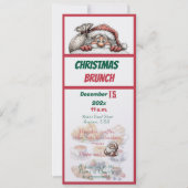 Red and Green Christmas Design Brunch Invitation Einladung (Vorderseite)
